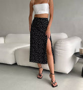 Polka Dot Slit Skirt